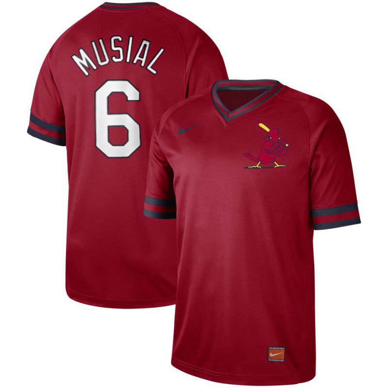 Men St. Louis Cardinals #6 Musial Red Nike Cooperstown Collection Legend V-Neck MLB Jersey